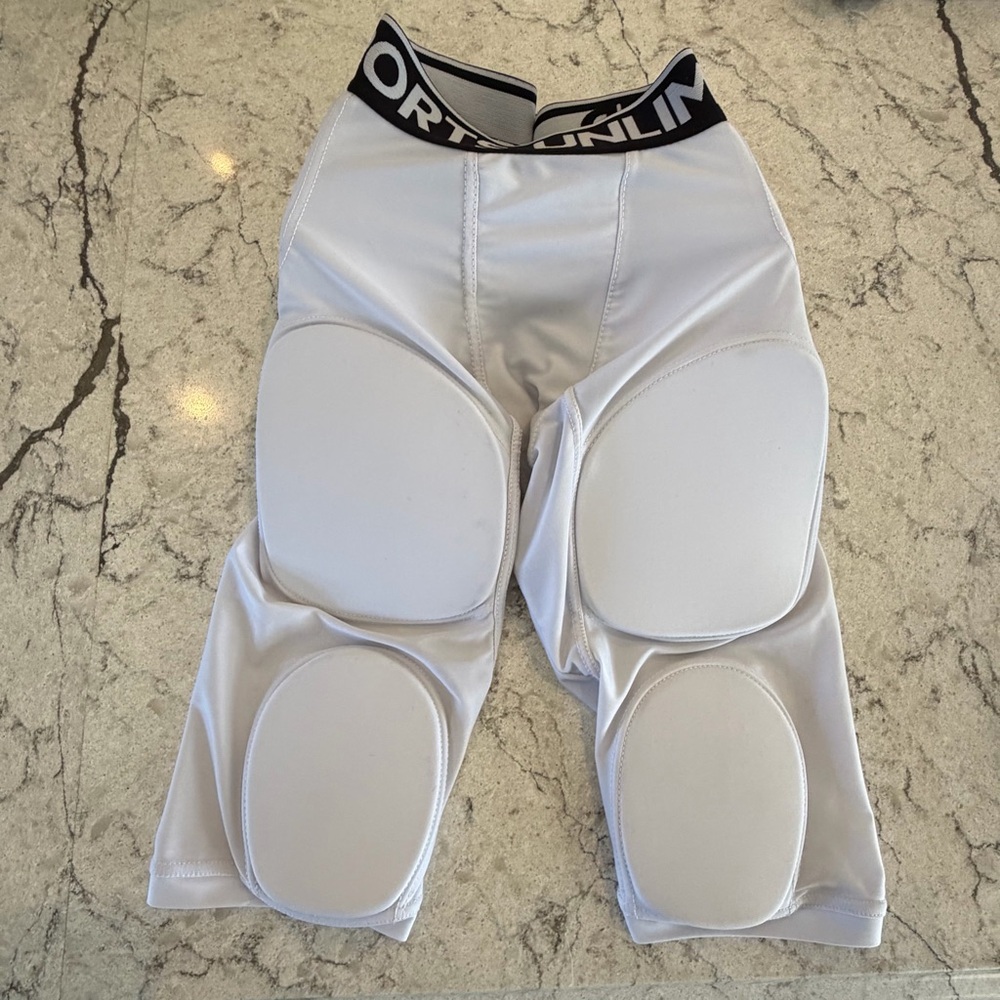 Sports Unlimited White Padded Compression Football Girdle Logo Waistband M